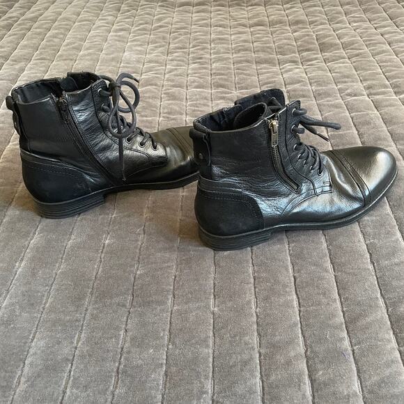 Aldo Men's Black Leather Boots sz 9.5 - Picture 4 of 8